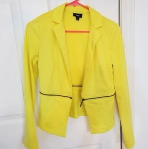 Yellow blazer with zipper detail